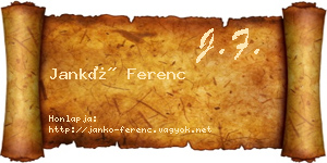 Jankó Ferenc névjegykártya